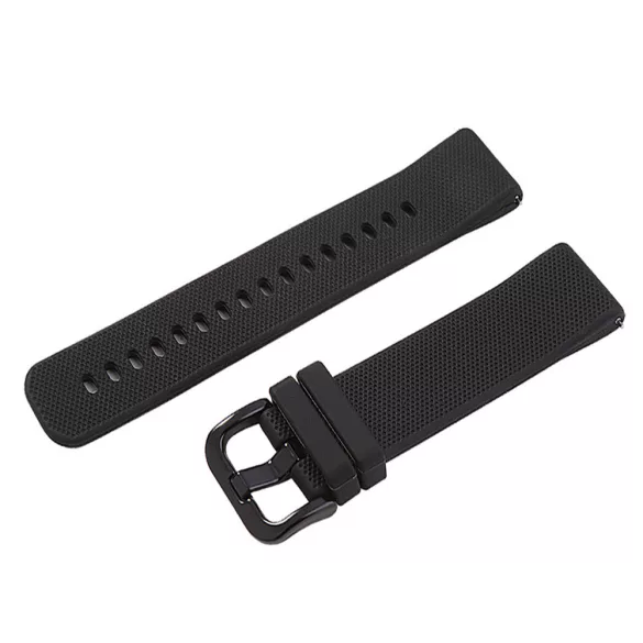 Műanyag okosóra szíj, gyorskioldós, fekete színű, normál hossz, 22mm