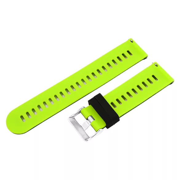 Műanyag okosóra szíj, gyorskioldós, fekete / zöld színű, normál hossz, 20 mm