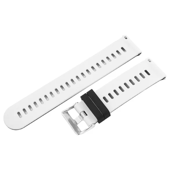 Műanyag okosóra szíj, gyorskioldós, fekete/fehér színű, normál hossz, 20mm
