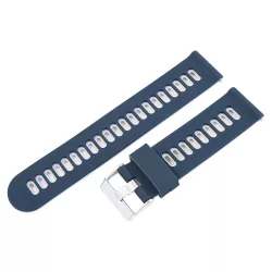   Műanyag okosóra szíj, gyorskioldós, kék/fehér színű, normál hossz, 20mm