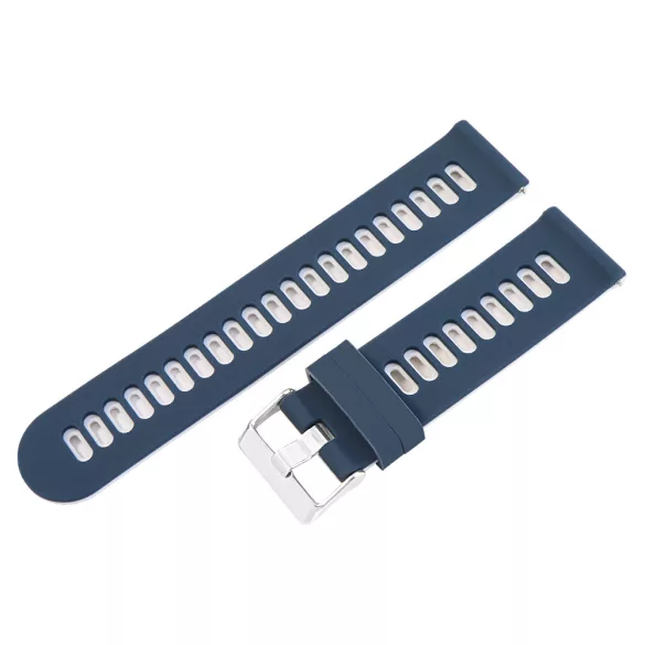 Műanyag okosóra szíj, gyorskioldós, kék/fehér színű, normál hossz, 22mm
