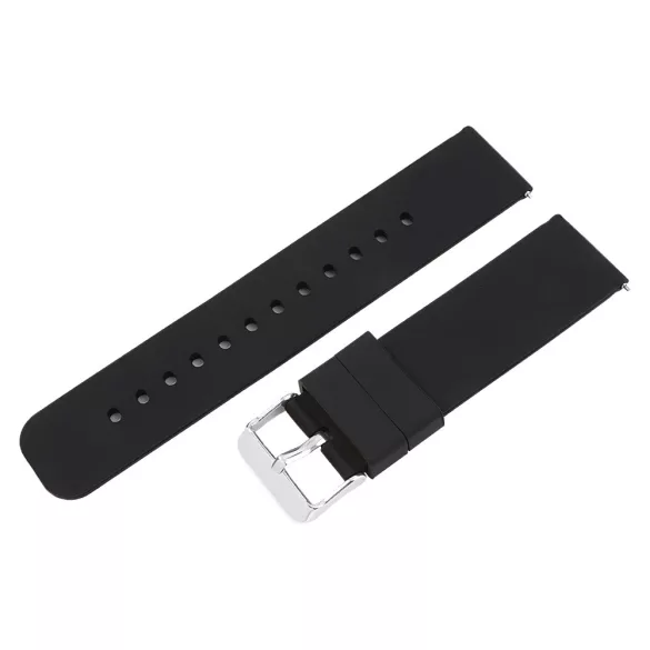 Műanyag okosóra szíj, gyorskioldós, fekete színű, normál hossz, 20mm