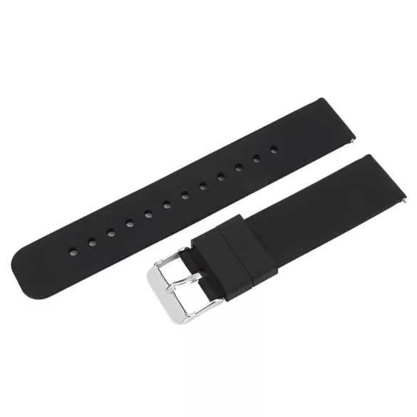 Műanyag okosóra szíj, gyorskioldós, fekete színű, normál hossz, 18mm