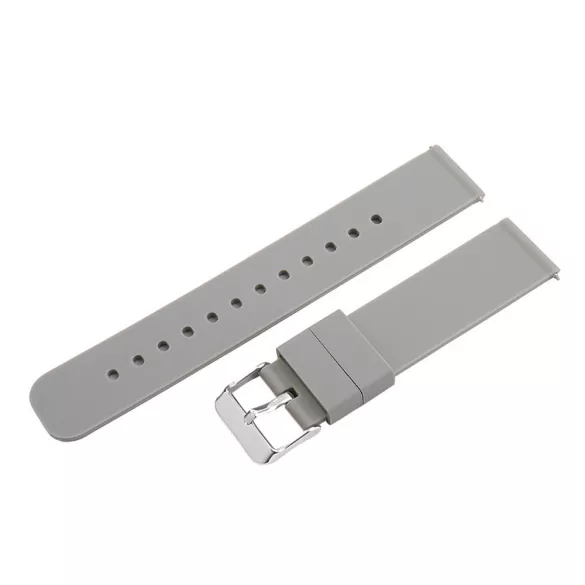 Műanyag okosóra szíj, gyorskioldós, szürke színű, normál hossz, 18mm