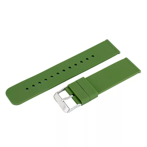 Műanyag okosóra szíj, gyorskioldós, zöld színű, normál hossz, 20mm