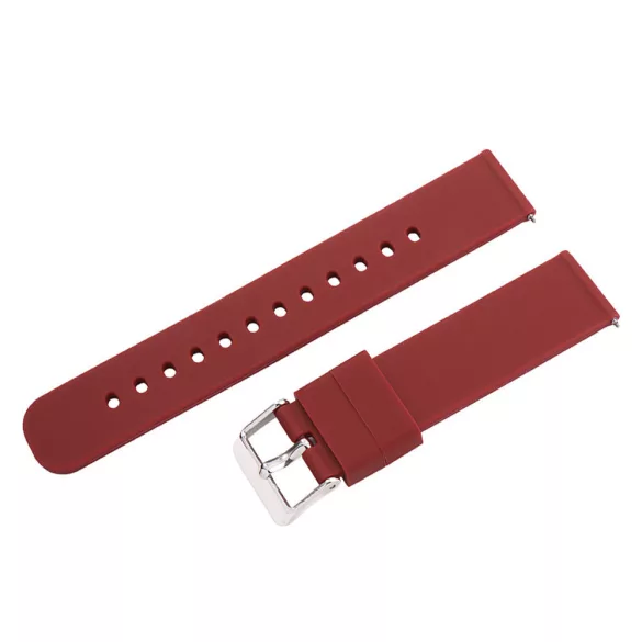 Műanyag okosóra szíj, gyorskioldós, bordó színű, normál hossz, 20mm