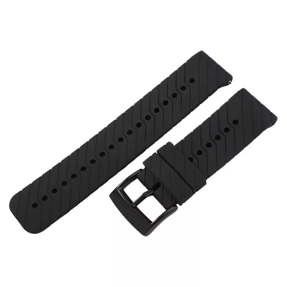 Műanyag okosóra szíj, gyorskioldós, fekete színű, normál hossz, 24 mm
