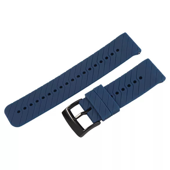 Műanyag okosóra szíj, gyorskioldós, kék színű, normál hossz, 24 mm