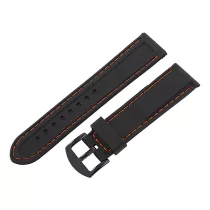   Műanyag szíj, fekete színű, 22 mm (narancssárga varrással)