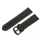   Műanyag szíj, fekete színű, 24 mm (citromsárga varrással)