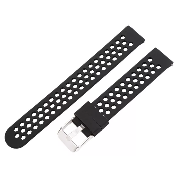 Műanyag okosóra szíj, gyorskioldós, fekete színű, normál hossz, 16 mm