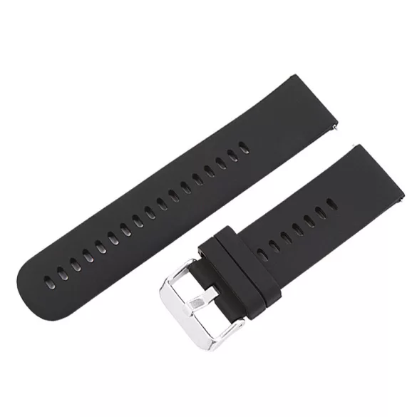 Műanyag okosóra szíj, gyorskioldós, fekete színű, normál hossz, 24 mm