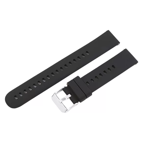 Műanyag okosóra szíj, gyorskioldós, fekete színű, normál hossz, 18 mm