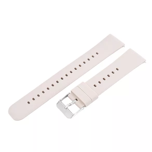 Műanyag okosóra szíj, gyorskioldós, bézs színű, normál hossz, 18 mm