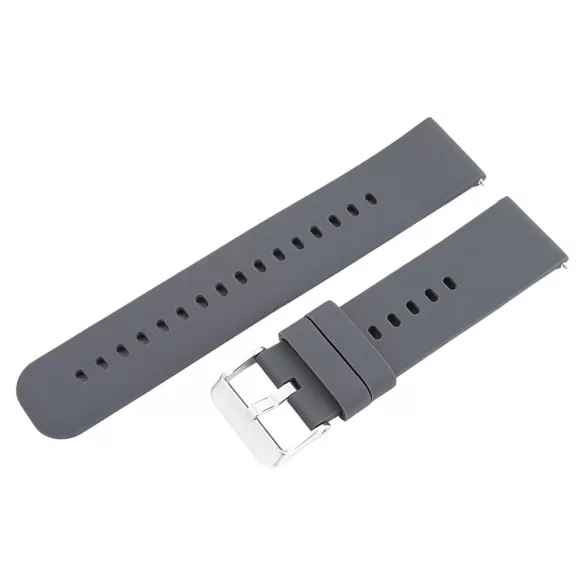 Műanyag okosóra szíj, gyorskioldós, sötét szürke színű, normál hossz, 22 mm