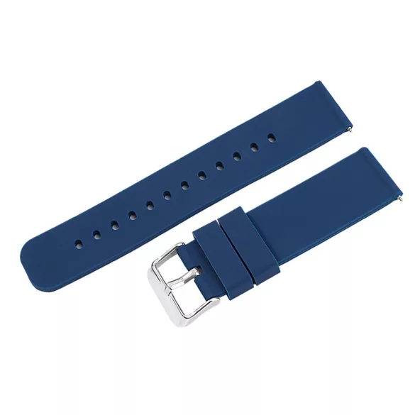 Műanyag okosóra szíj, gyorskioldós, kék színű, normál hossz, 22 mm