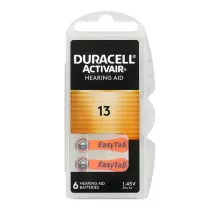 DA13 cink-levegő gombelem 1,45 V (Duracell), 6db/csomag