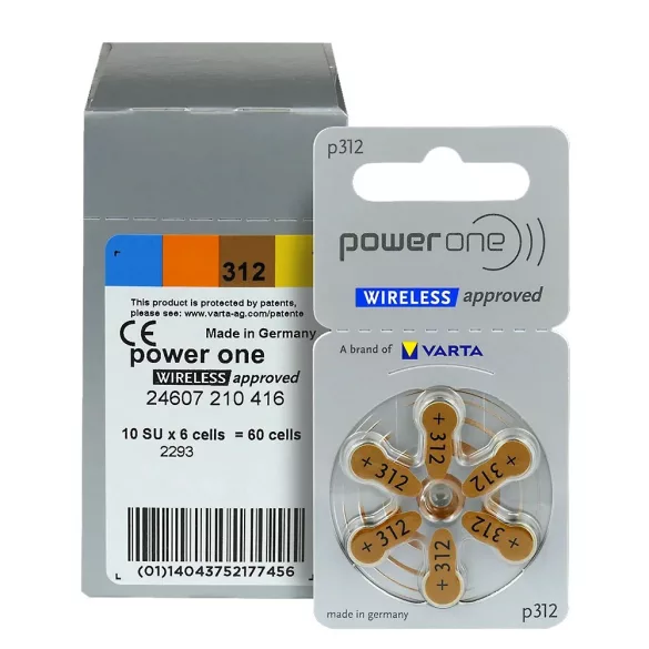 VP312 zinc-air gombelem (Varta), 6db/csomag