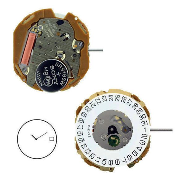 Miyota 9U15 quartz szerkezet, dátum 3 óránál, 2 mutatós