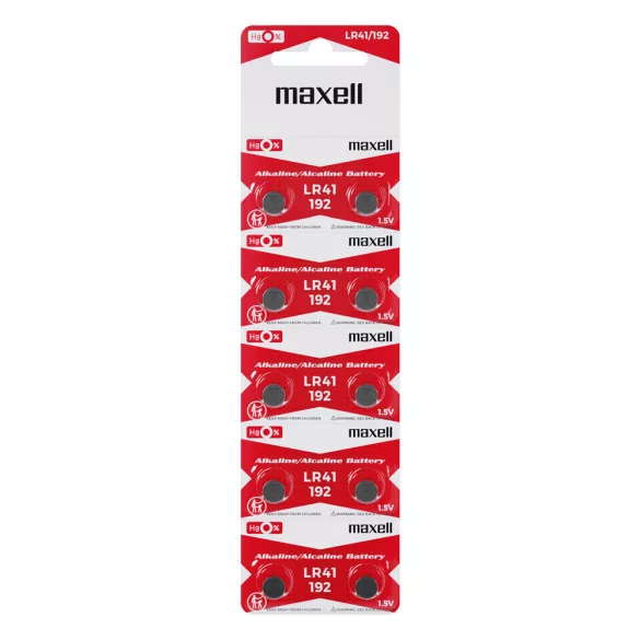 LR41 (AG3) Alkáli Gombelem, 1,5V, 10db/csomag (Maxell)