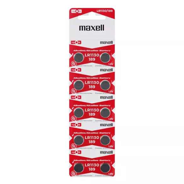 LR1130 (G10) alkáli gombelem, 10db/csomag (Maxell)