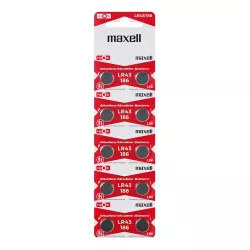LR43 alkáli gombelem, 10db/csomag (Maxell)