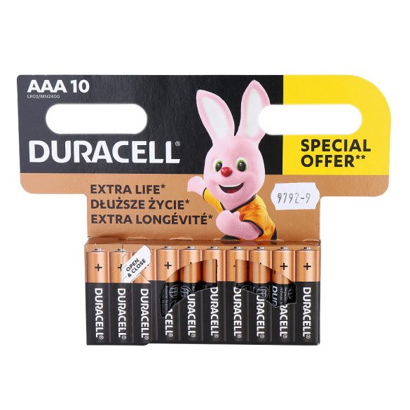Duracell, Long Lasting Power, AAA 1,5 V elem, bl 10 / db