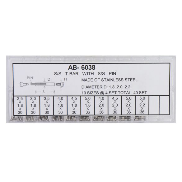 ^T^acél csatstift, 1.8-2.2, 40 db / szett