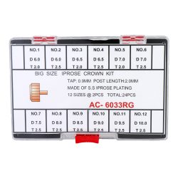   Igazító korona szett, acél, rózsaarany színű (IP), nagy méretek, 24 db / szett