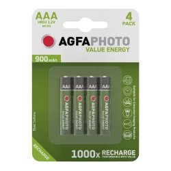 AgfaPhoto, mikro (AAA) akku elem, 900 mAh, 4db/csomag